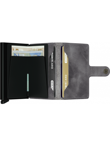 Secrid MV - CUIR DE VACHETTE - GREY/BLA secrid miniwallet vintage porte cartes Porte-cartes