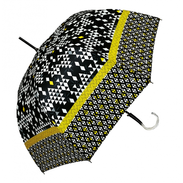 Neyrat Autun 1S - POLYESTER - NOIR/OCRE - OCR Géometrique canne Made in france Parapluies