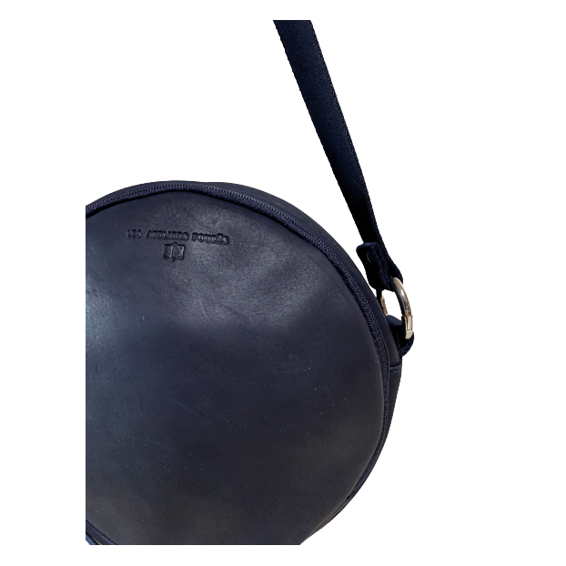 Les Ateliers Foures B110 - CUIR DE VACHETTE - MARINE fourès baroudeuse tambourin Sac porté travers