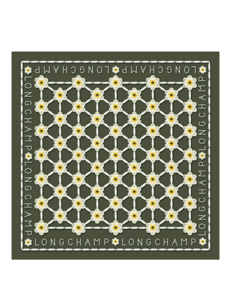 Longchamp 50625/SOI - SOIE - KAKI - 292 longchamp-carré de soie-marguerites Foulards/Etoles